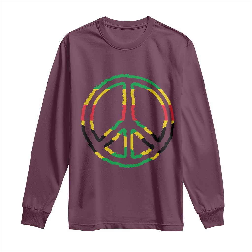 Rasta Jamaican Flag Peace Symbol Reggae Long Sleeve Shirt - Wonder Print Shop