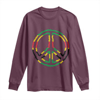 Rasta Jamaican Flag Peace Symbol Reggae Long Sleeve Shirt - Wonder Print Shop