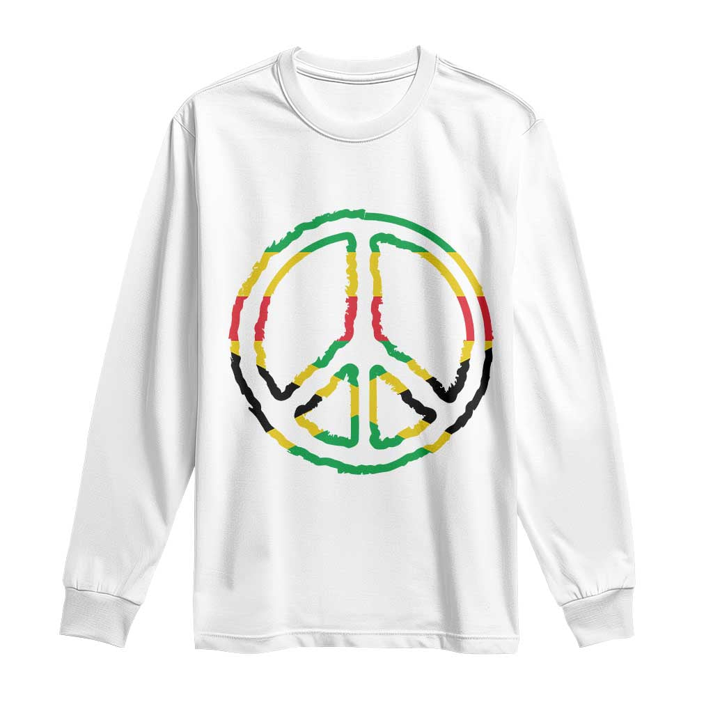 Rasta Jamaican Flag Peace Symbol Reggae Long Sleeve Shirt - Wonder Print Shop