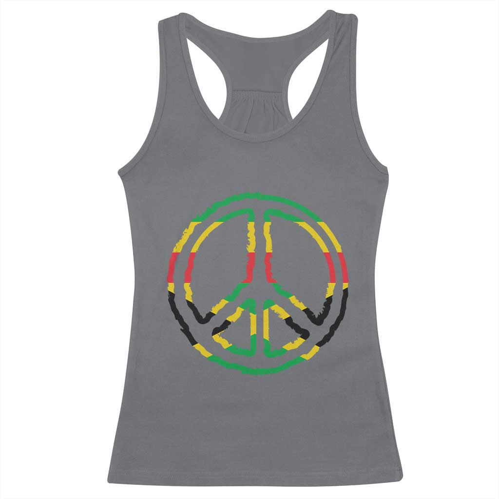Rasta Jamaican Flag Peace Symbol Reggae Racerback Tank Top - Wonder Print Shop
