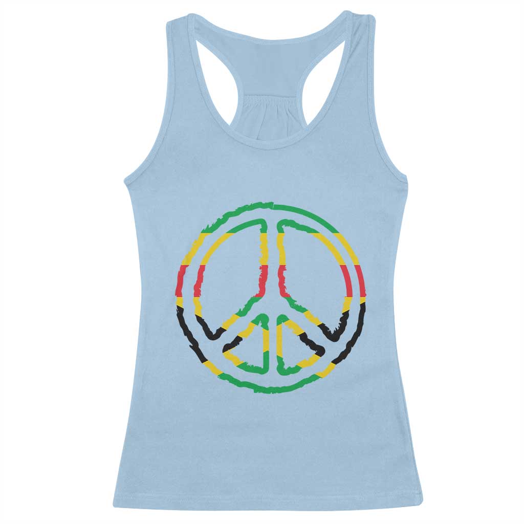 Rasta Jamaican Flag Peace Symbol Reggae Racerback Tank Top - Wonder Print Shop