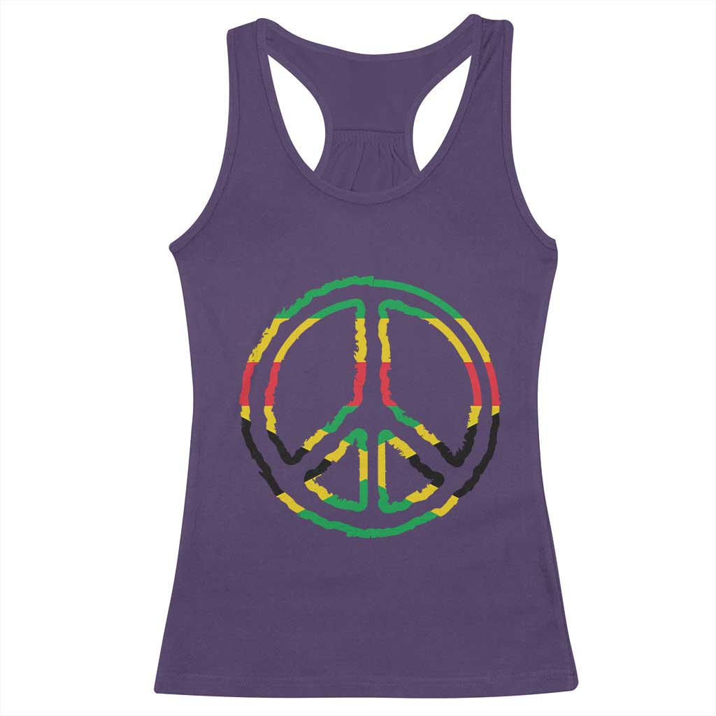 Rasta Jamaican Flag Peace Symbol Reggae Racerback Tank Top - Wonder Print Shop