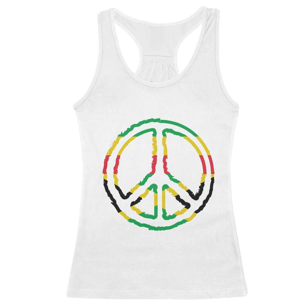 Rasta Jamaican Flag Peace Symbol Reggae Racerback Tank Top - Wonder Print Shop