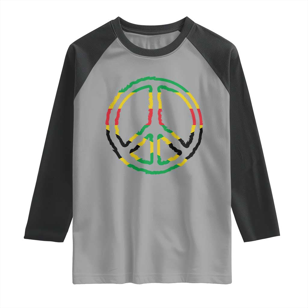 Rasta Jamaican Flag Peace Symbol Reggae Raglan Shirt - Wonder Print Shop