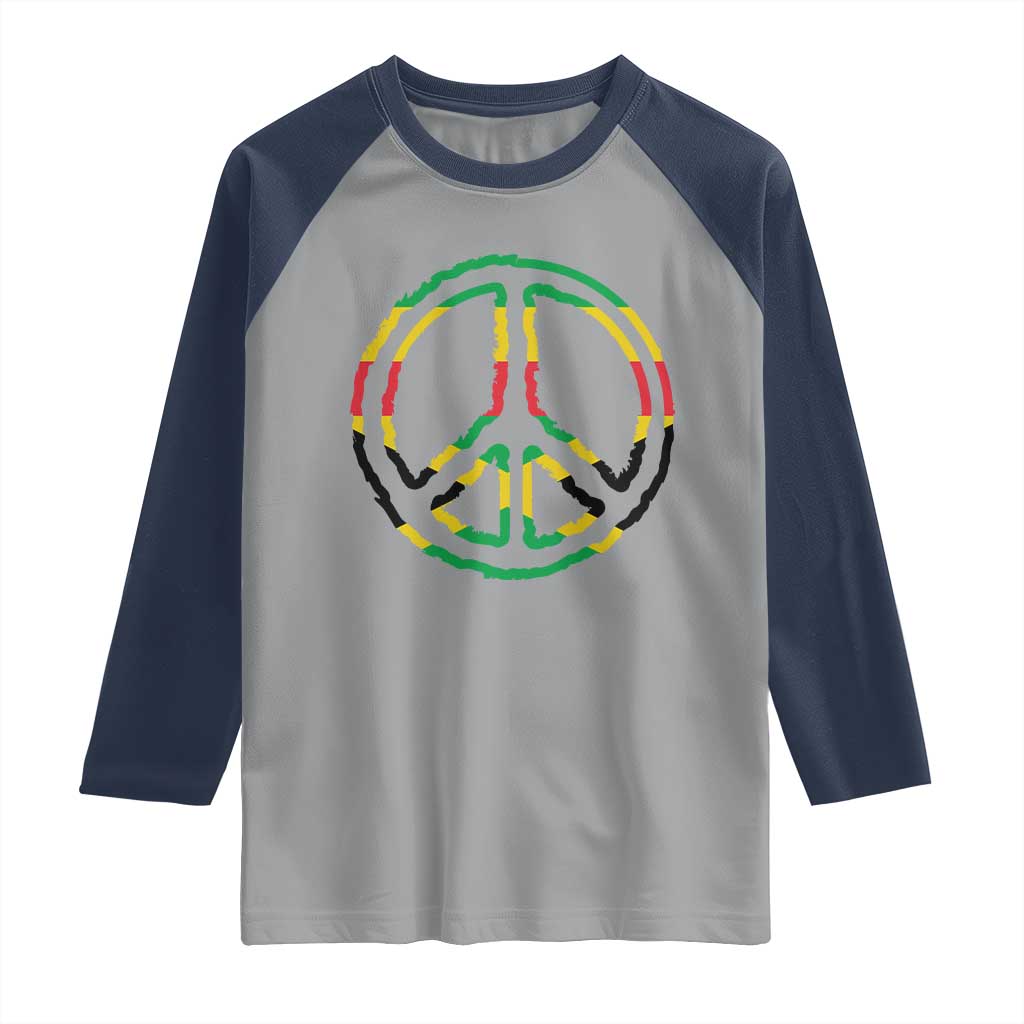Rasta Jamaican Flag Peace Symbol Reggae Raglan Shirt - Wonder Print Shop