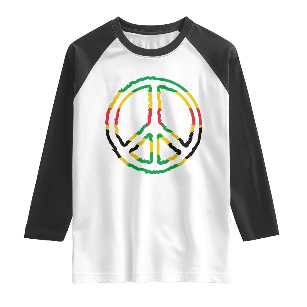 Rasta Jamaican Flag Peace Symbol Reggae Raglan Shirt - Wonder Print Shop