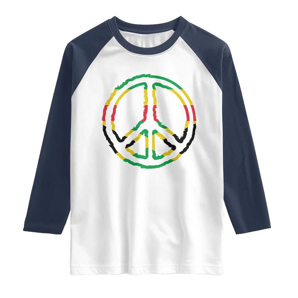 Rasta Jamaican Flag Peace Symbol Reggae Raglan Shirt - Wonder Print Shop