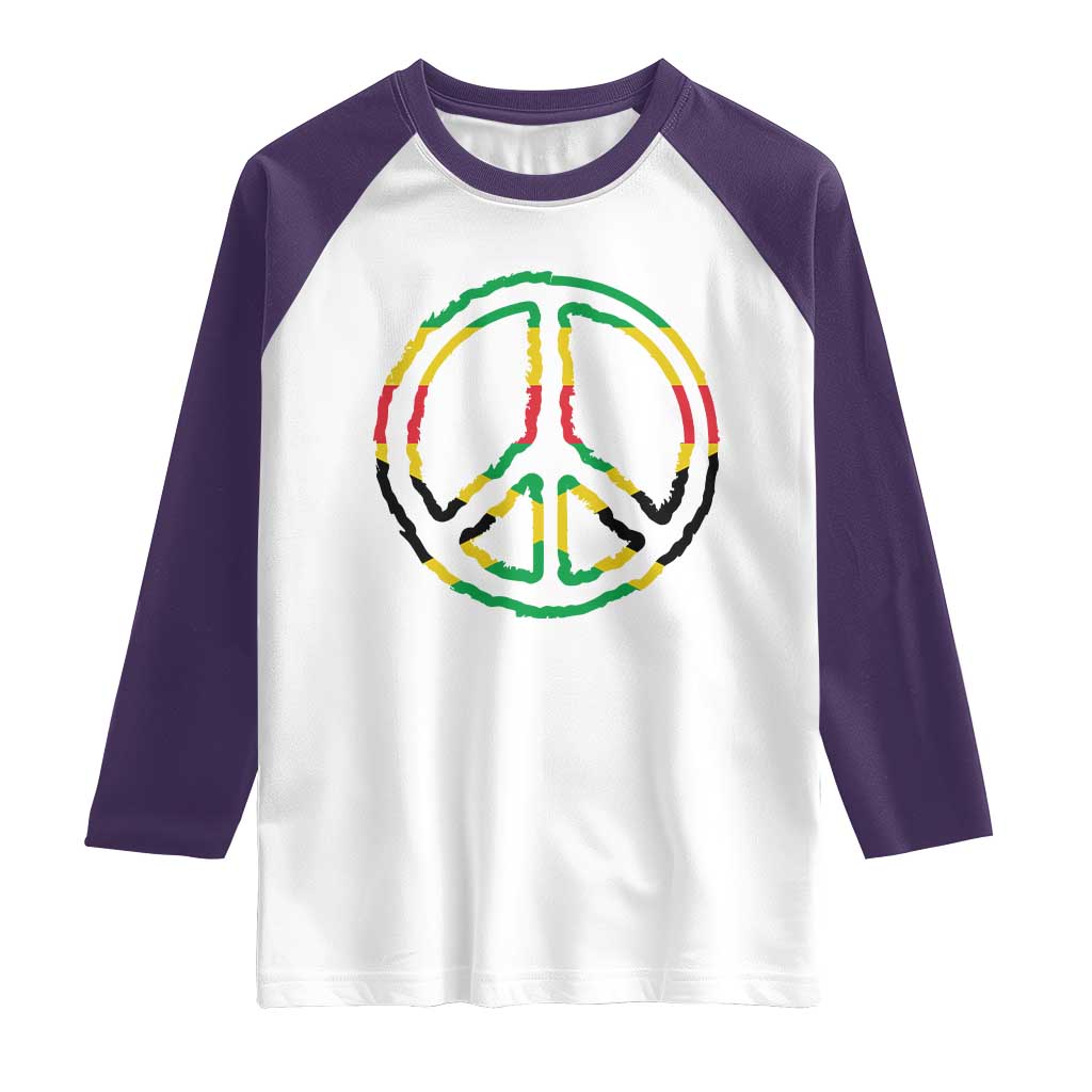 Rasta Jamaican Flag Peace Symbol Reggae Raglan Shirt - Wonder Print Shop