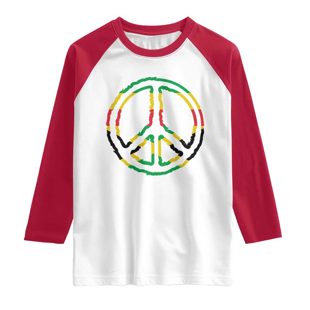 Rasta Jamaican Flag Peace Symbol Reggae Raglan Shirt - Wonder Print Shop