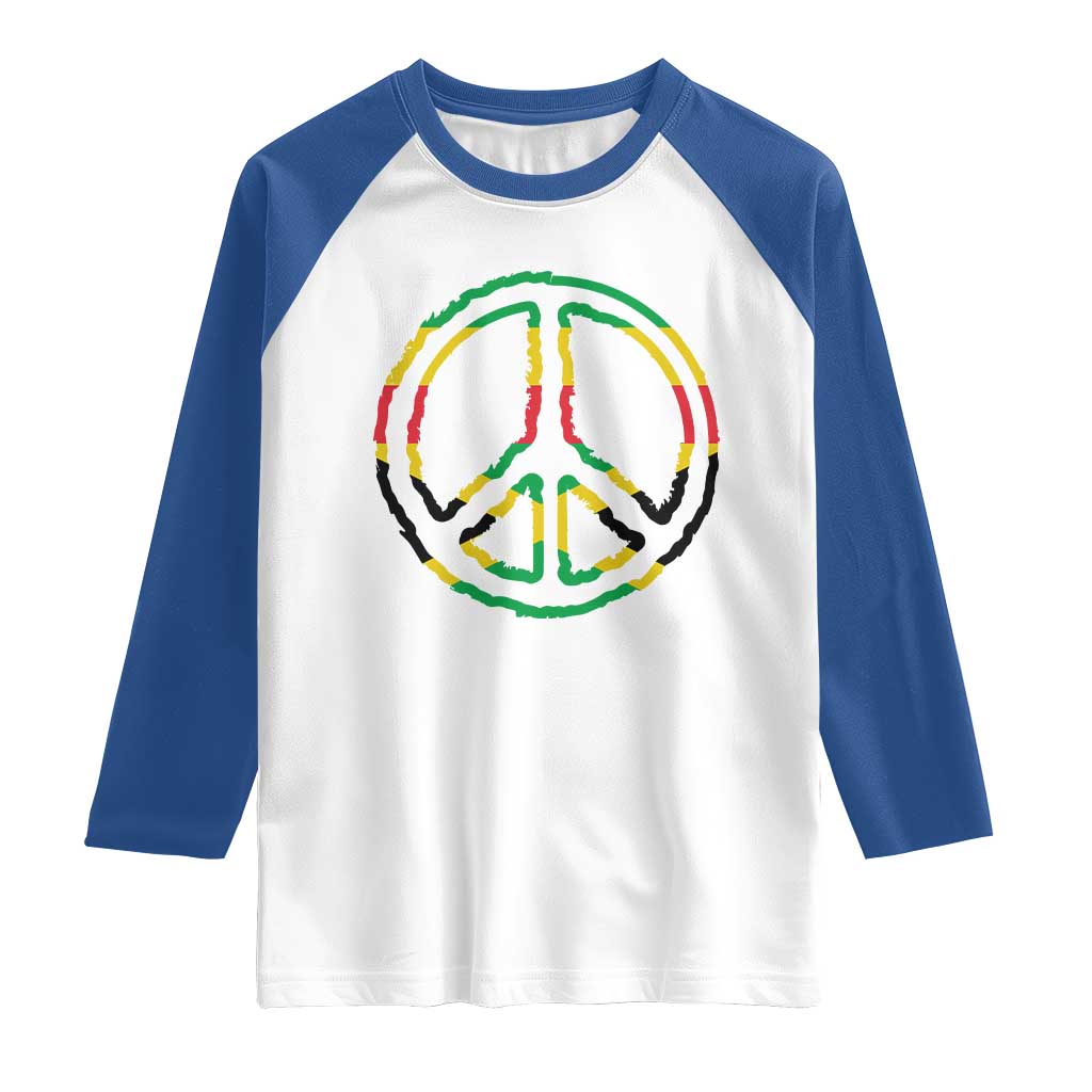 Rasta Jamaican Flag Peace Symbol Reggae Raglan Shirt - Wonder Print Shop