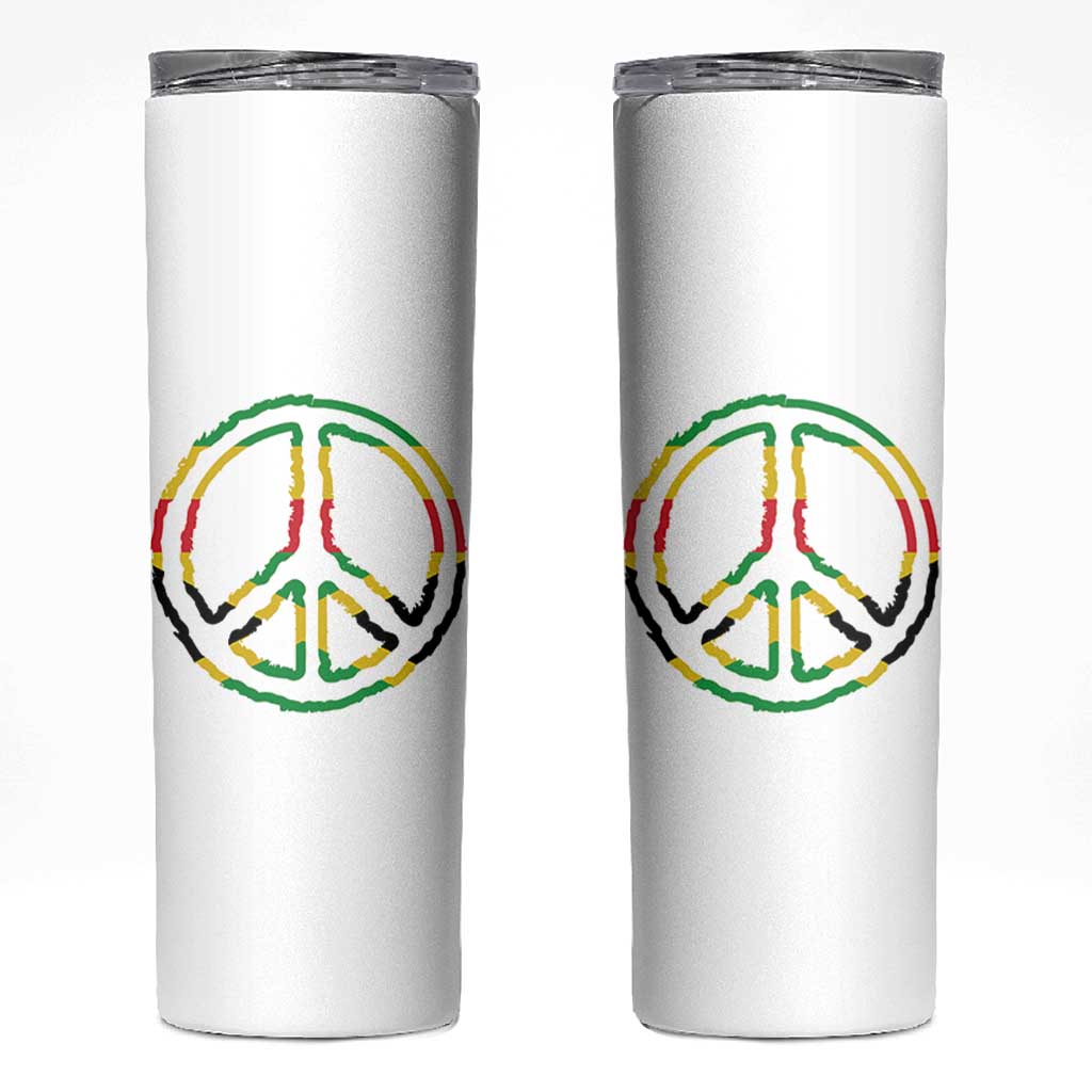 Rasta Jamaican Flag Peace Symbol Reggae Skinny Tumbler - Wonder Print Shop