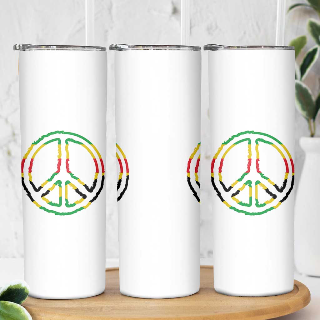Rasta Jamaican Flag Peace Symbol Reggae Skinny Tumbler - Wonder Print Shop