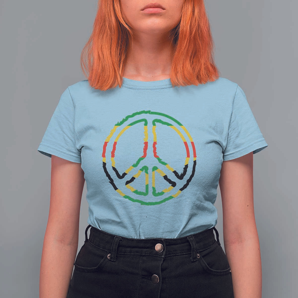 Rasta Jamaican Flag Peace Symbol Reggae T Shirt For Women - Wonder Print Shop