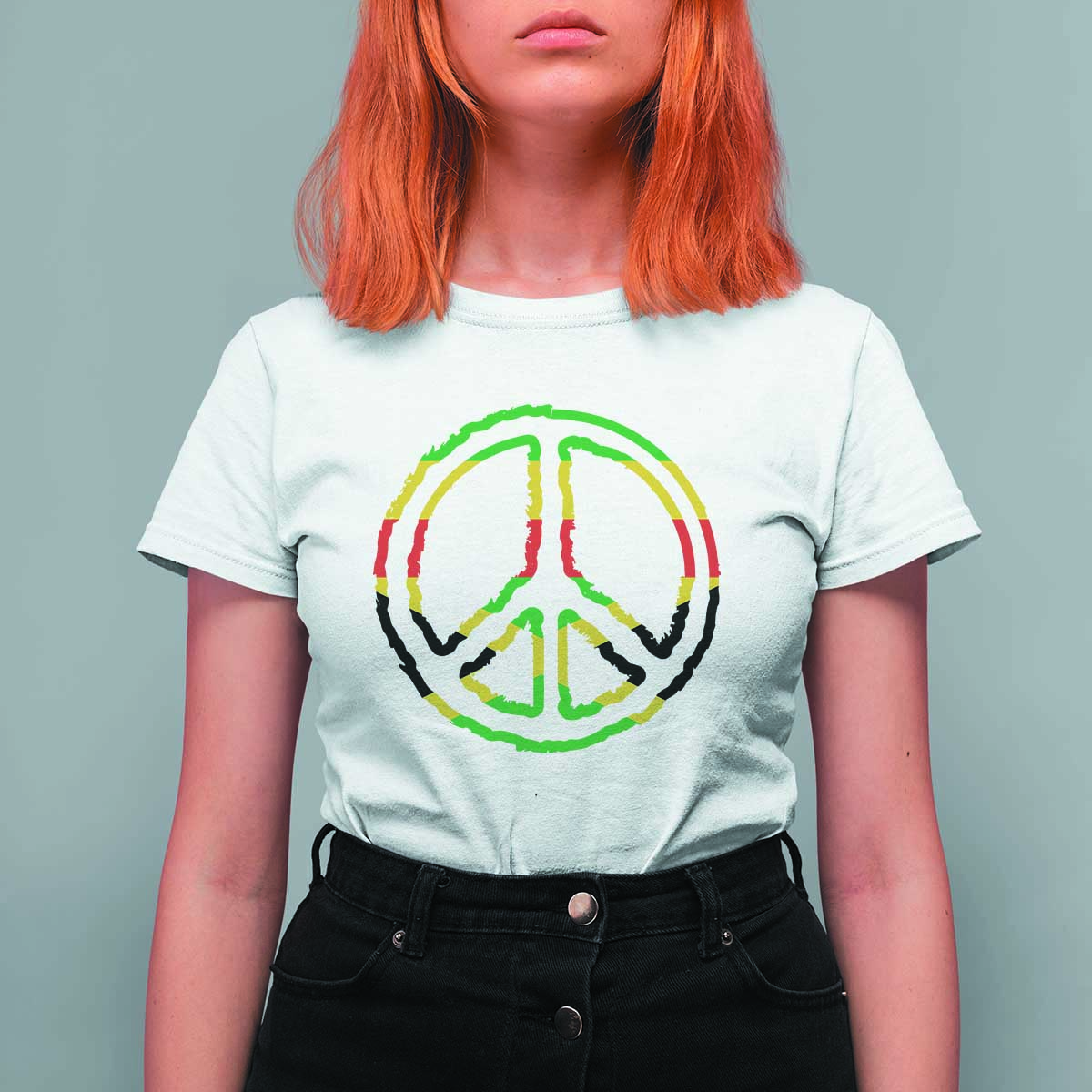 Rasta Jamaican Flag Peace Symbol Reggae T Shirt For Women - Wonder Print Shop