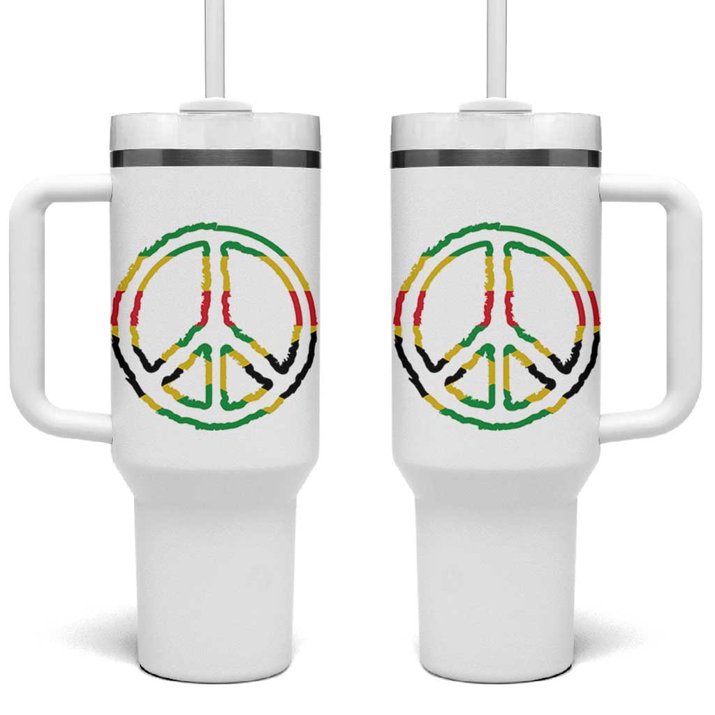 Rasta Jamaican Flag Peace Symbol Reggae Tumbler With Handle - Wonder Print Shop