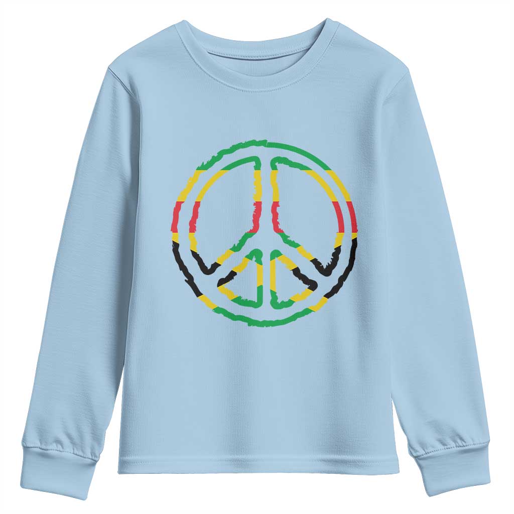 Rasta Jamaican Flag Peace Symbol Reggae Youth Sweatshirt - Wonder Print Shop