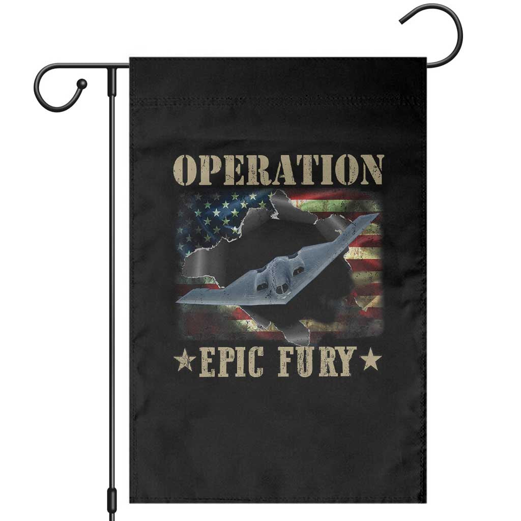 Operation Epic Fury Garden Flag Military Bomber Jet American Flag