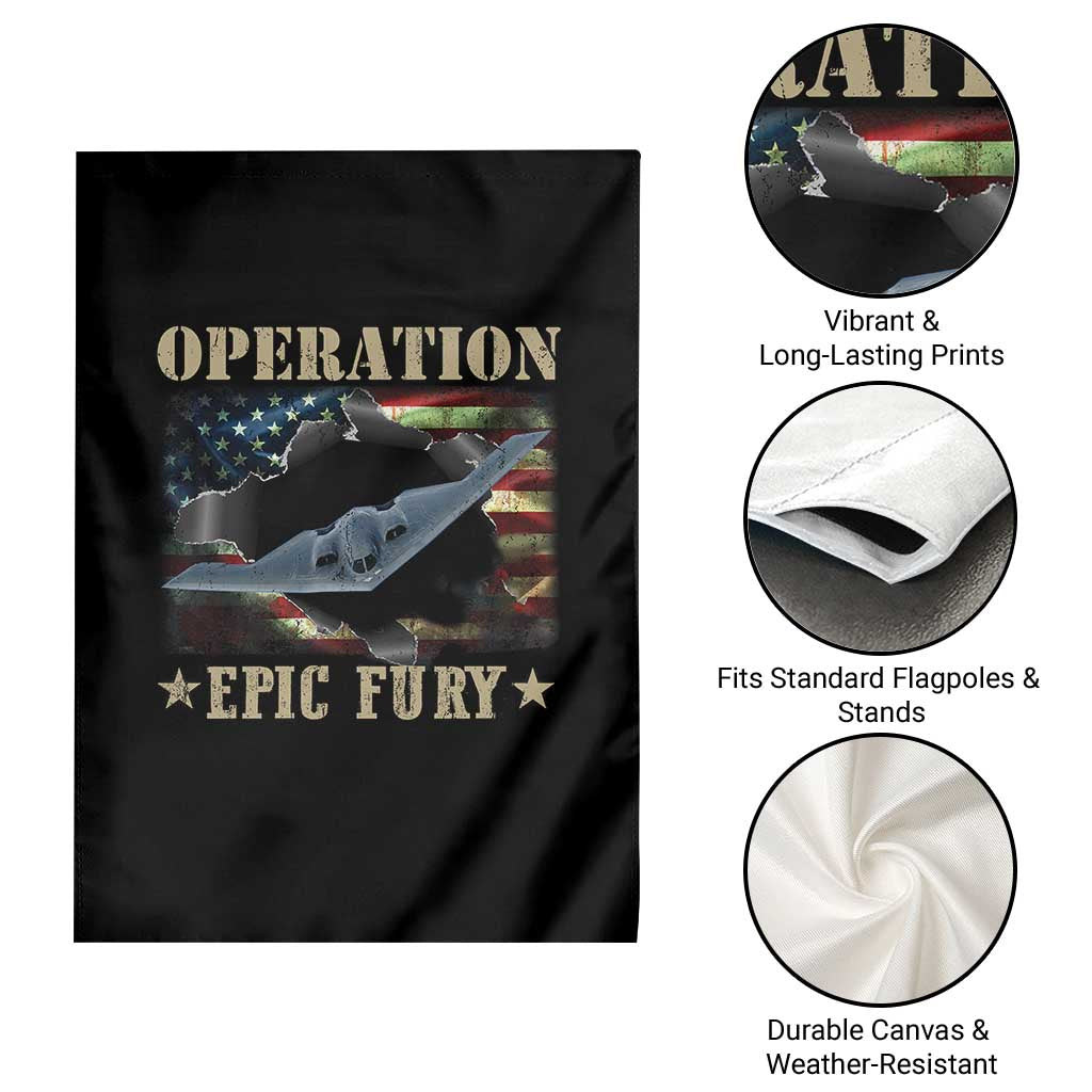 Operation Epic Fury Garden Flag Military Bomber Jet American Flag