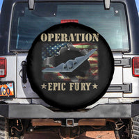 Operation Epic Fury Spare Tire Cover Military Bomber Jet American Flag