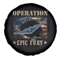 Operation Epic Fury Spare Tire Cover Military Bomber Jet American Flag