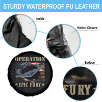 Operation Epic Fury Spare Tire Cover Military Bomber Jet American Flag