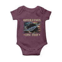 Operation Epic Fury Baby Onesie Military Bomber Jet American Flag