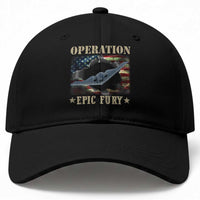Operation Epic Fury Baseball Cap Military Bomber Jet American Flag