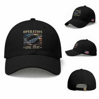 Operation Epic Fury Baseball Cap Military Bomber Jet American Flag