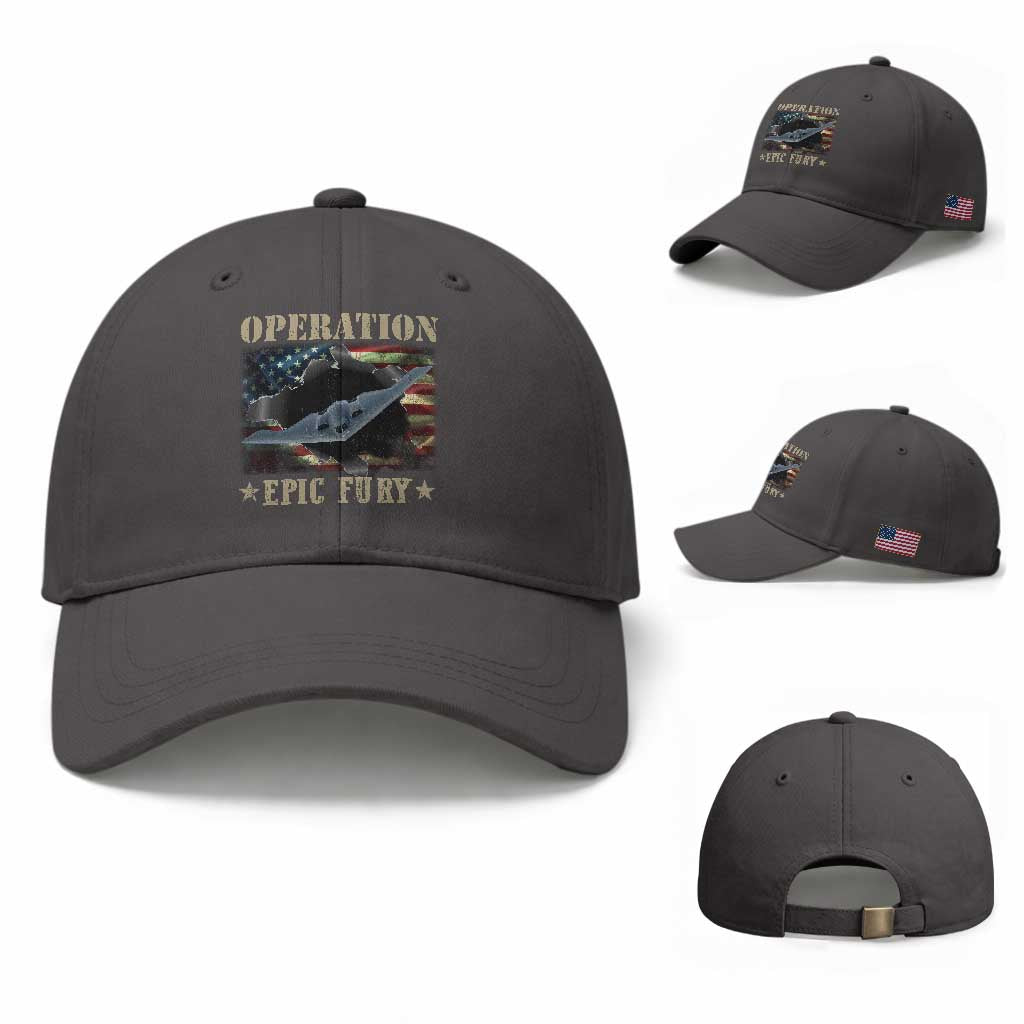 Operation Epic Fury Baseball Cap Military Bomber Jet American Flag
