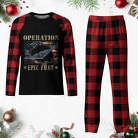 Operation Epic Fury Plaid Pajama Set Military Bomber Jet American Flag