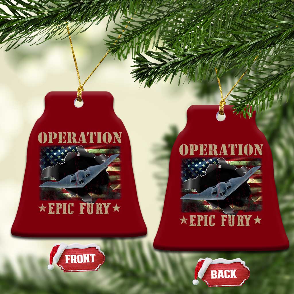 Operation Epic Fury Ceramic Ornament Military Bomber Jet American Flag