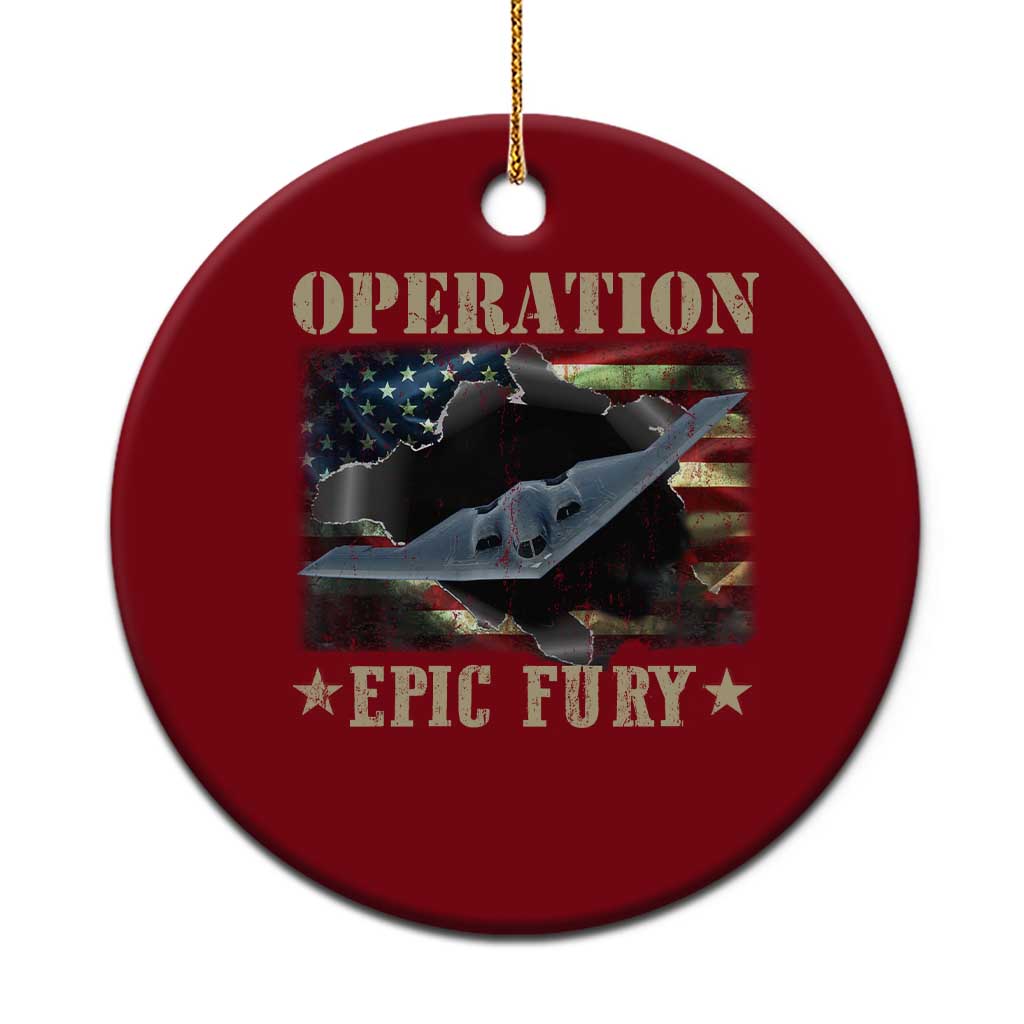 Operation Epic Fury Ceramic Ornament Military Bomber Jet American Flag