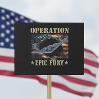 Operation Epic Fury Protest Sign Military Bomber Jet American Flag