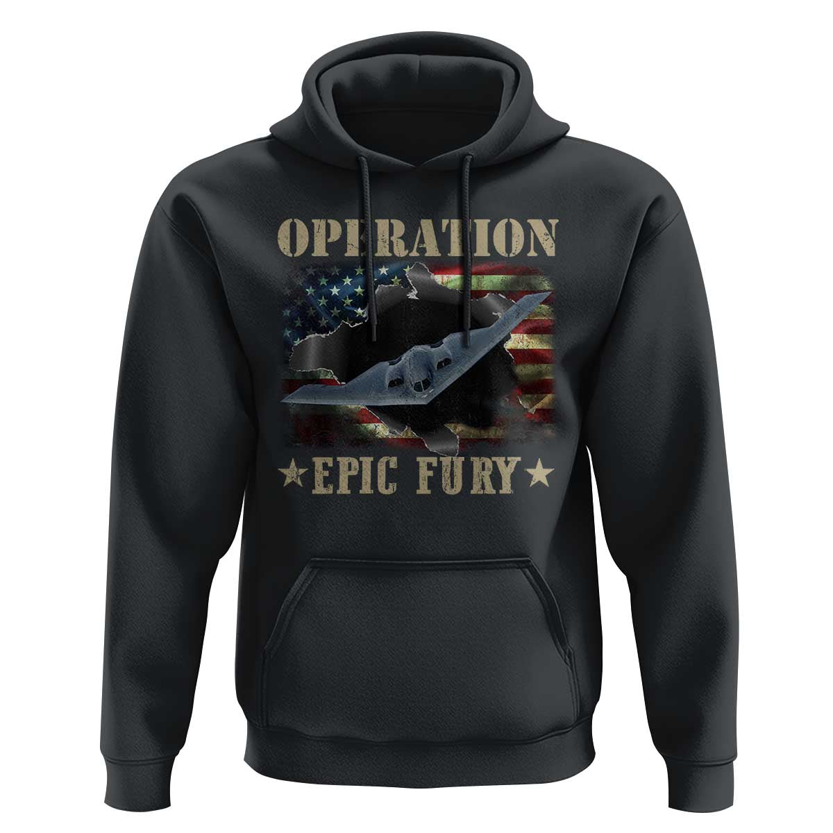 Operation Epic Fury Hoodie Military Bomber Jet American Flag