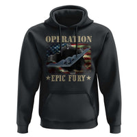 Operation Epic Fury Hoodie Military Bomber Jet American Flag