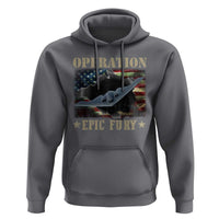 Operation Epic Fury Hoodie Military Bomber Jet American Flag