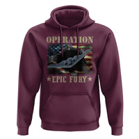Operation Epic Fury Hoodie Military Bomber Jet American Flag