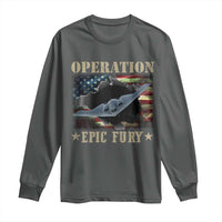 Operation Epic Fury Long Sleeve Shirt Military Bomber Jet American Flag