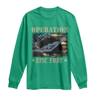 Operation Epic Fury Long Sleeve Shirt Military Bomber Jet American Flag