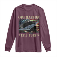 Operation Epic Fury Long Sleeve Shirt Military Bomber Jet American Flag