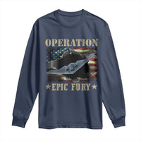 Operation Epic Fury Long Sleeve Shirt Military Bomber Jet American Flag