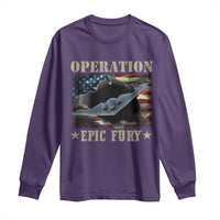 Operation Epic Fury Long Sleeve Shirt Military Bomber Jet American Flag