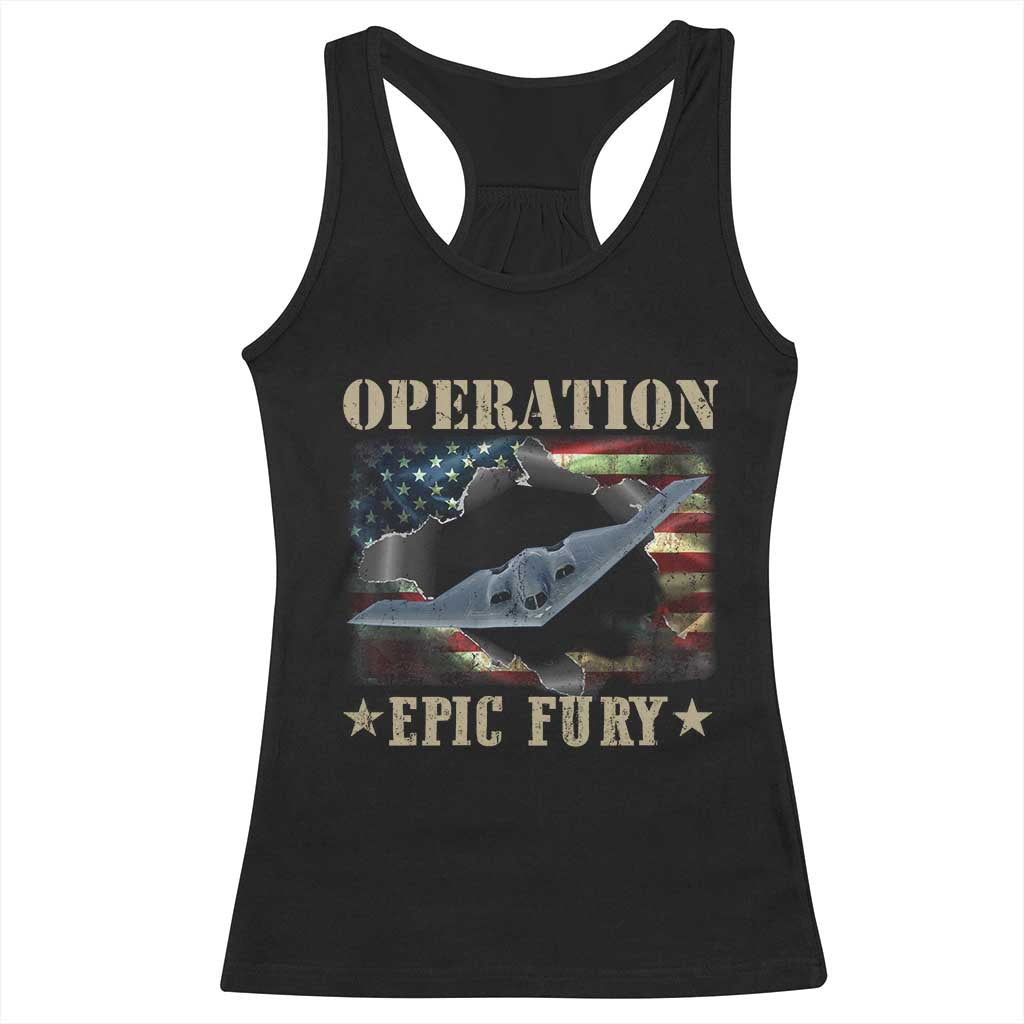 Operation Epic Fury Racerback Tank Top Military Bomber Jet American Flag