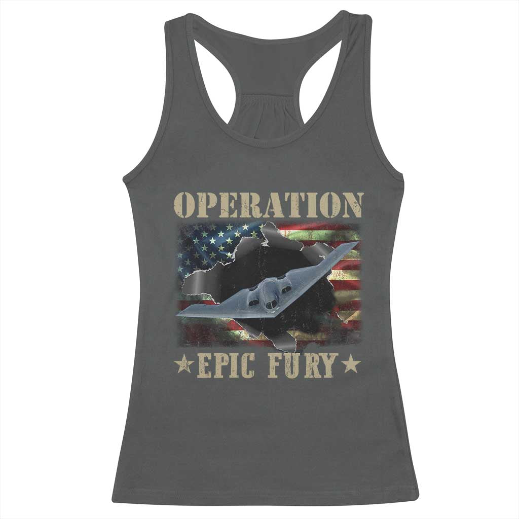 Operation Epic Fury Racerback Tank Top Military Bomber Jet American Flag