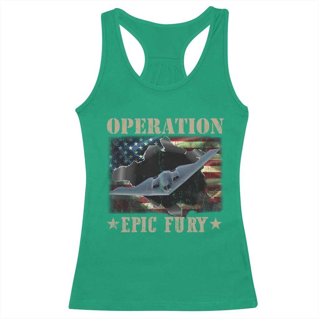 Operation Epic Fury Racerback Tank Top Military Bomber Jet American Flag
