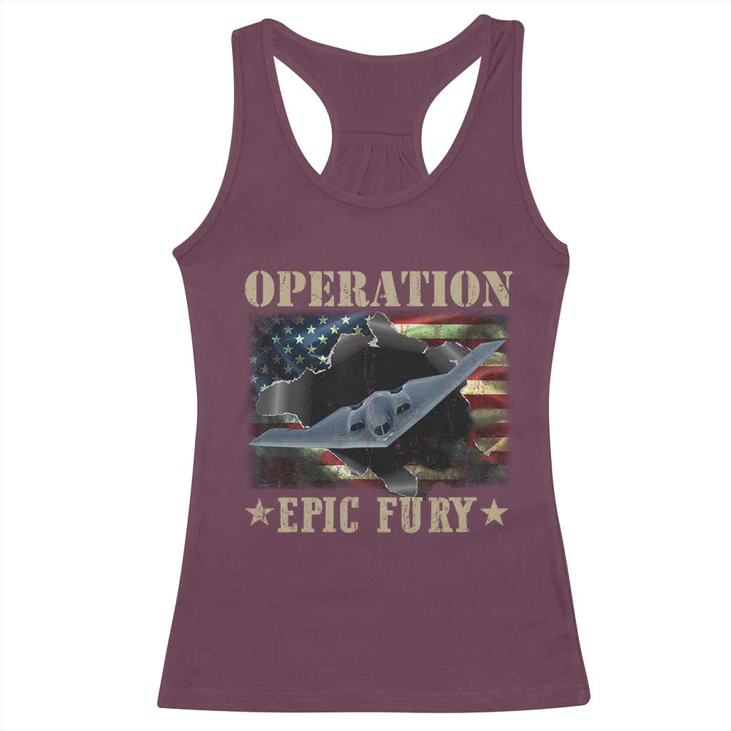 Operation Epic Fury Racerback Tank Top Military Bomber Jet American Flag