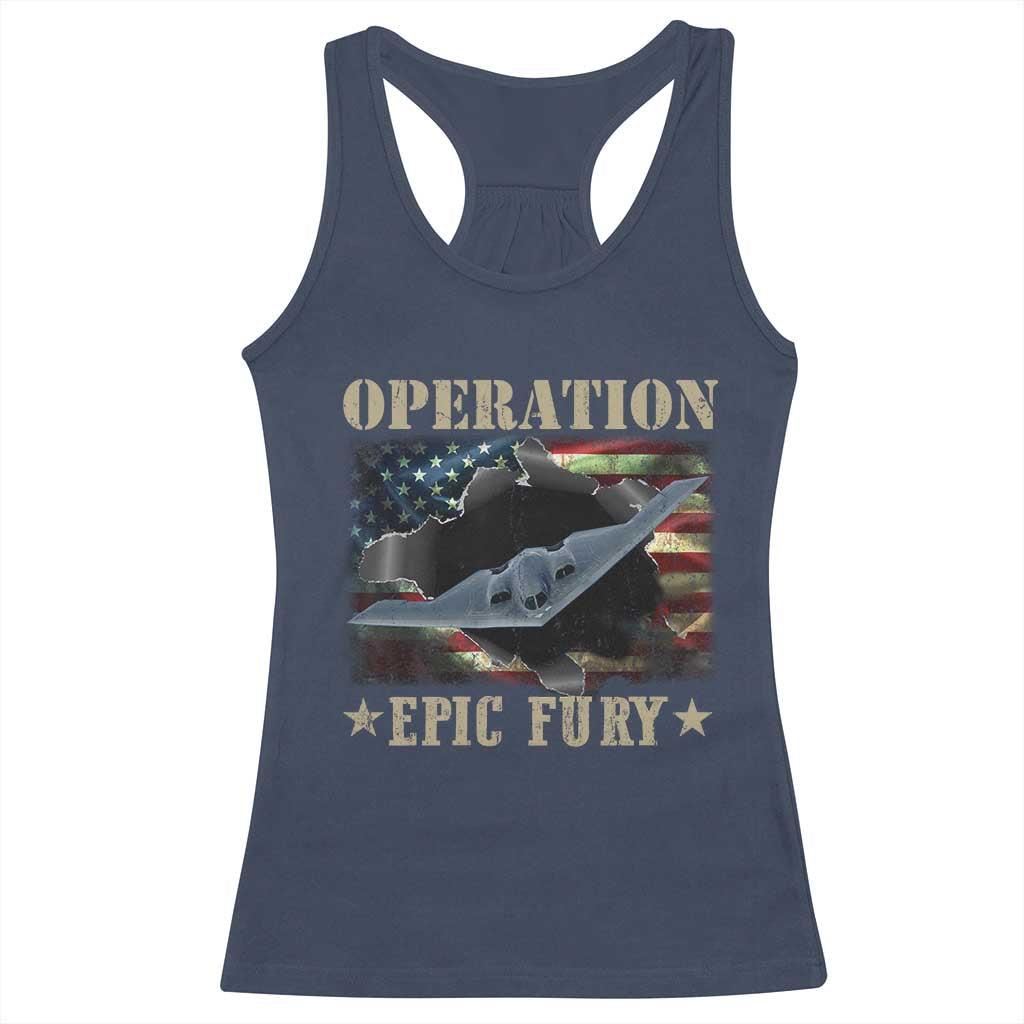 Operation Epic Fury Racerback Tank Top Military Bomber Jet American Flag