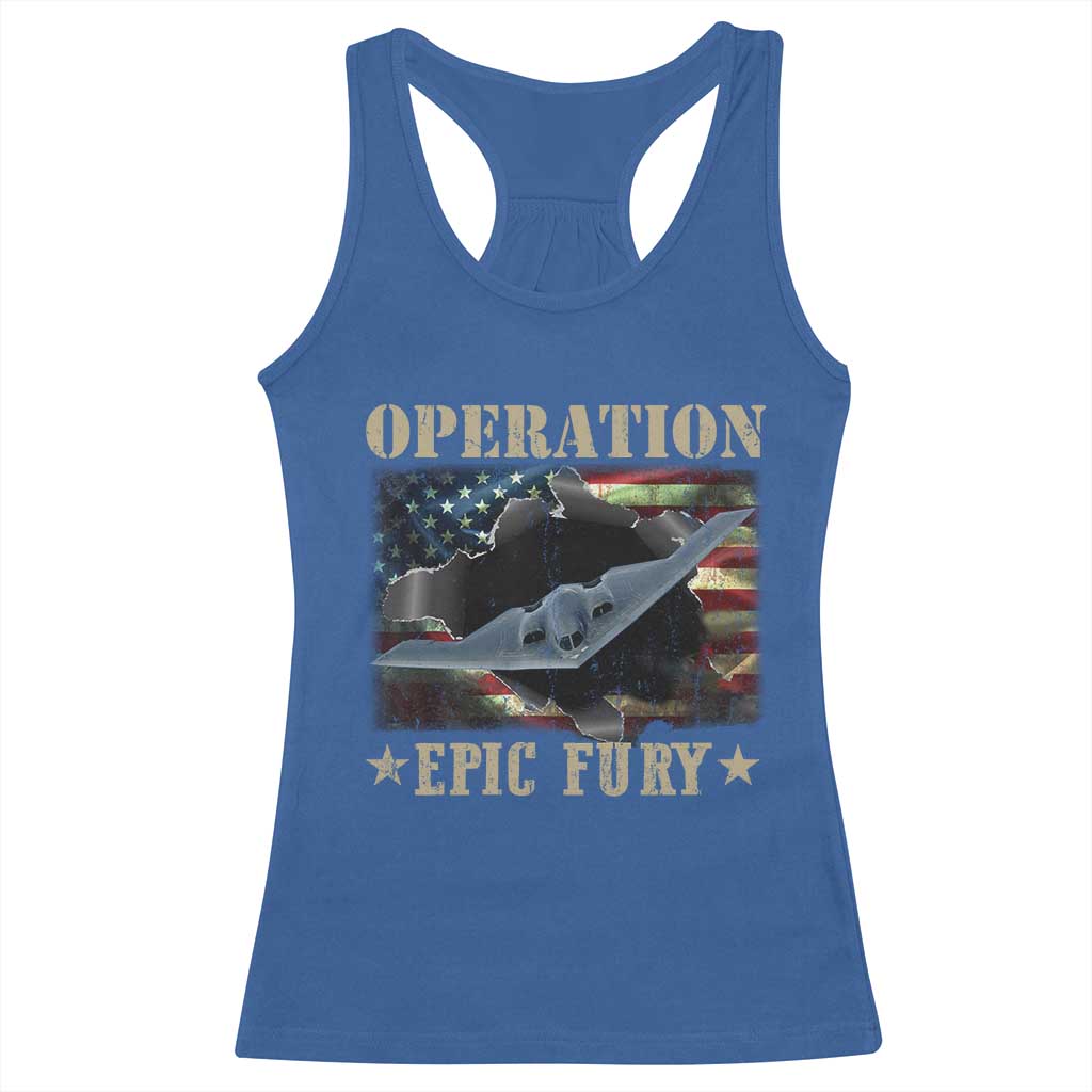 Operation Epic Fury Racerback Tank Top Military Bomber Jet American Flag