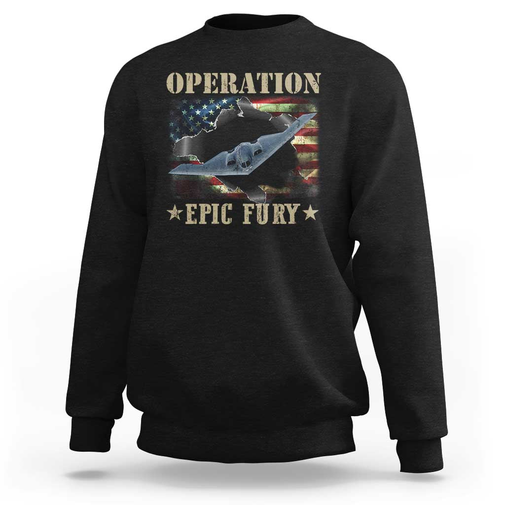 Operation Epic Fury Sweatshirt Military Bomber Jet American Flag