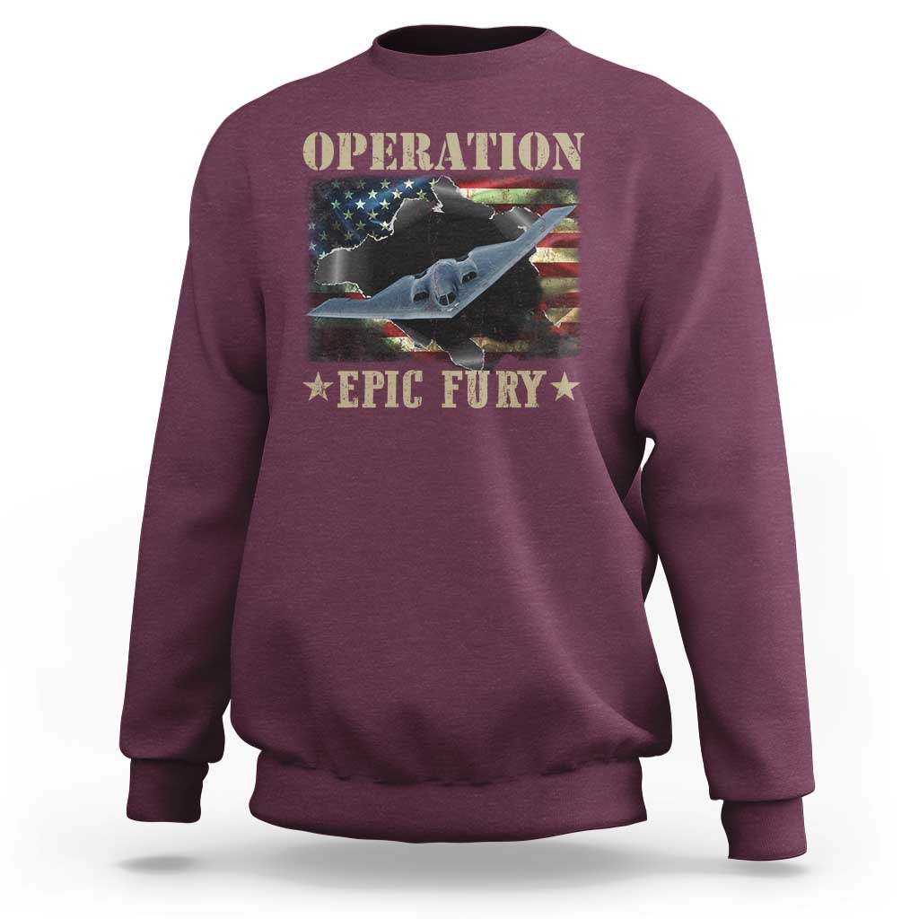 Operation Epic Fury Sweatshirt Military Bomber Jet American Flag